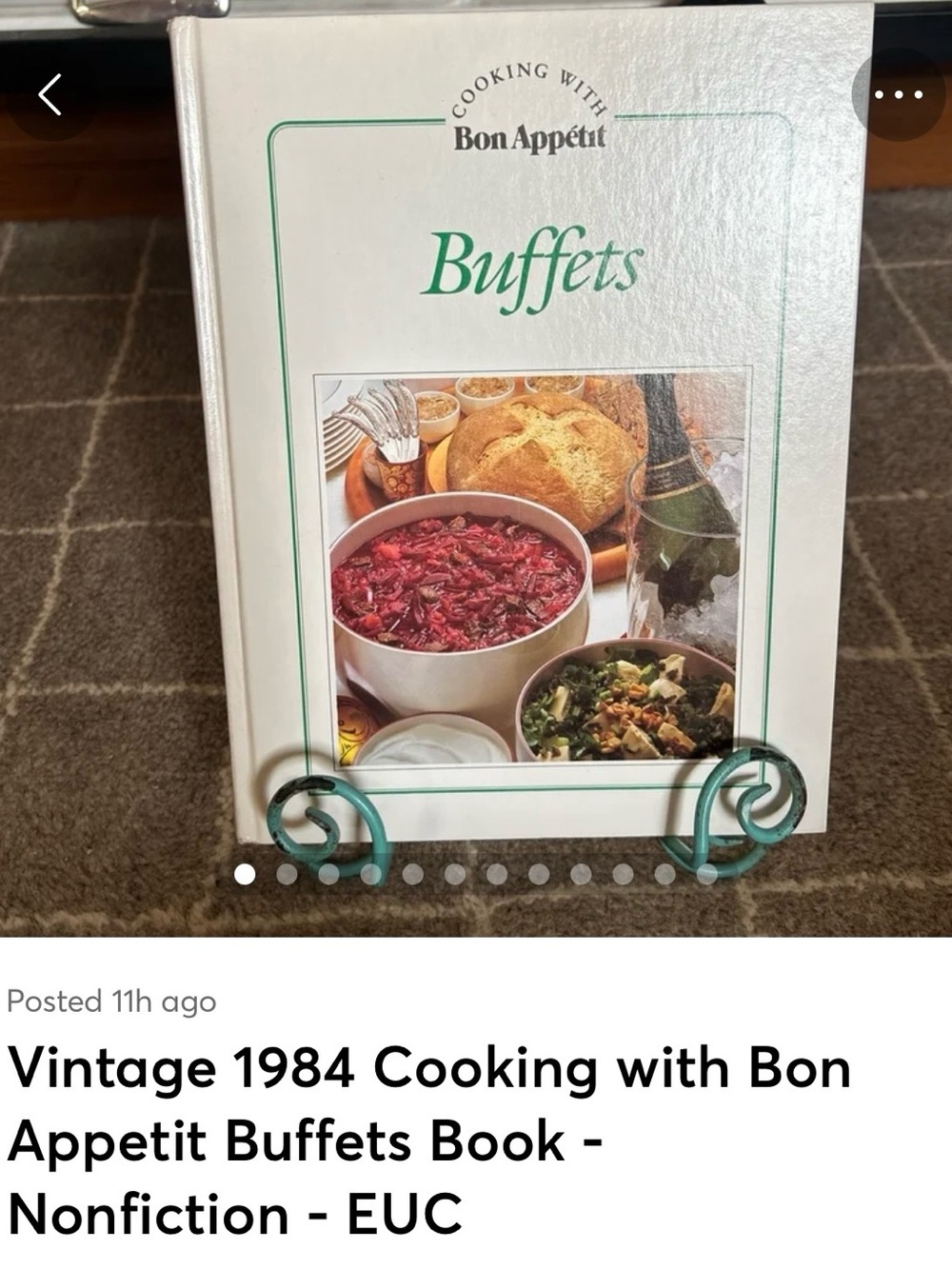 Vintage 1984 Buffets Cookbook - White with Green Accents